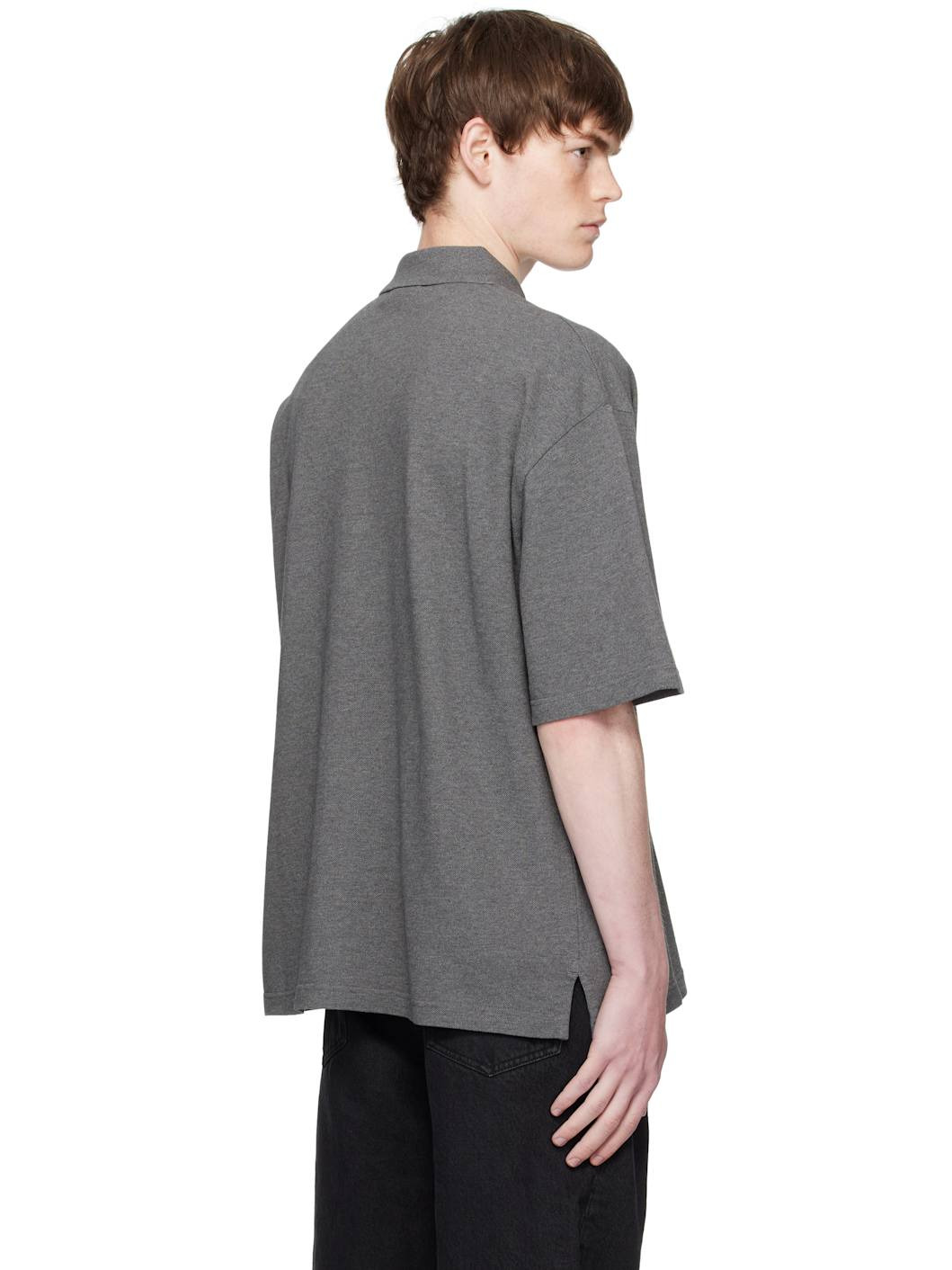 Gray Bold Fox Head Patch Oversize Polo - 3