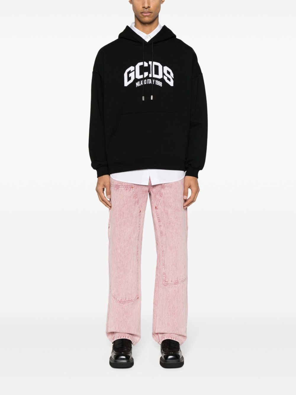 embroidered-logo cotton hoodie - 3