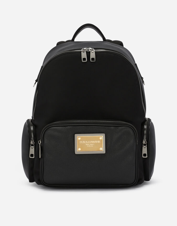 Nylon and grainy calfskin backpack - 1