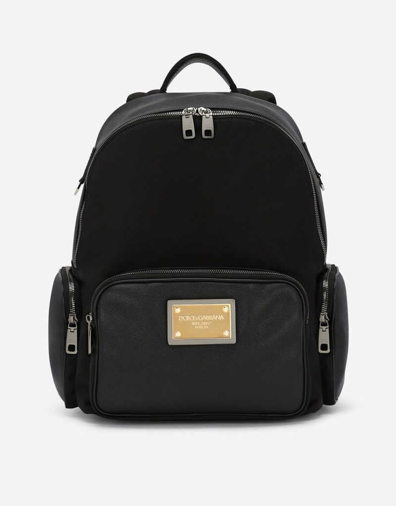 Nylon and grainy calfskin backpack 1