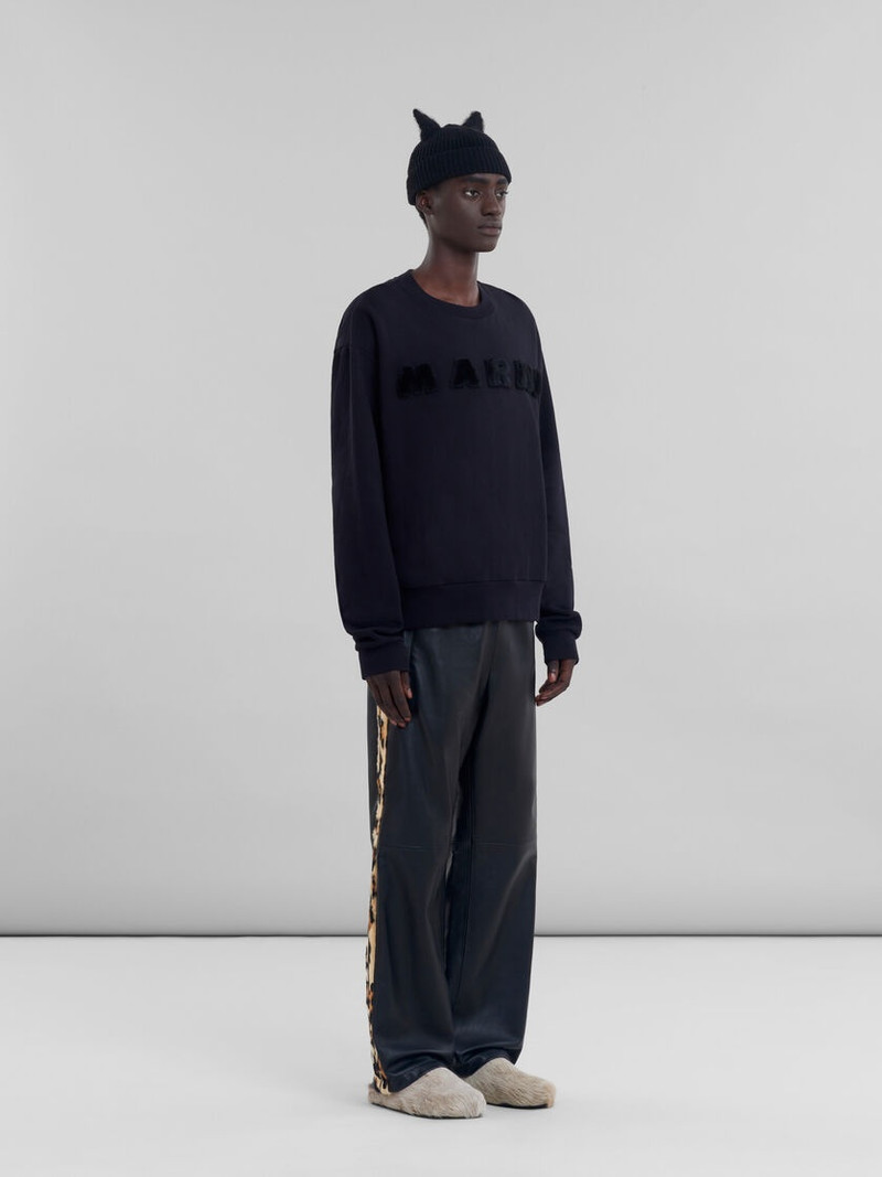 BLACK ORGANIC COTTON SWEATSHIRT WITH MARNI LOGO 5