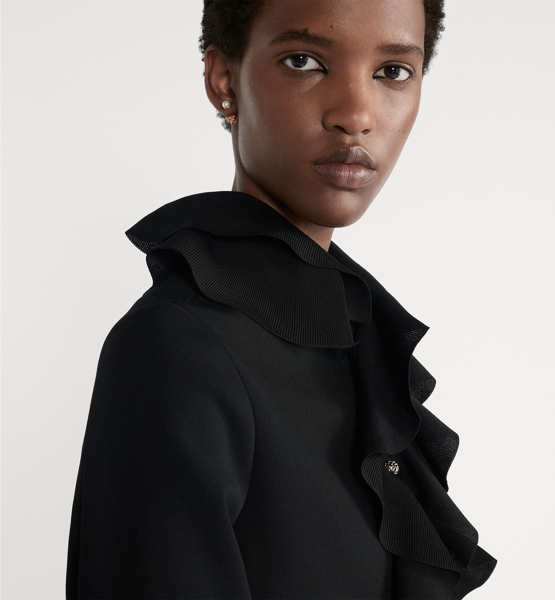 Cropped Jacket with Removable Ruched Collar - 5