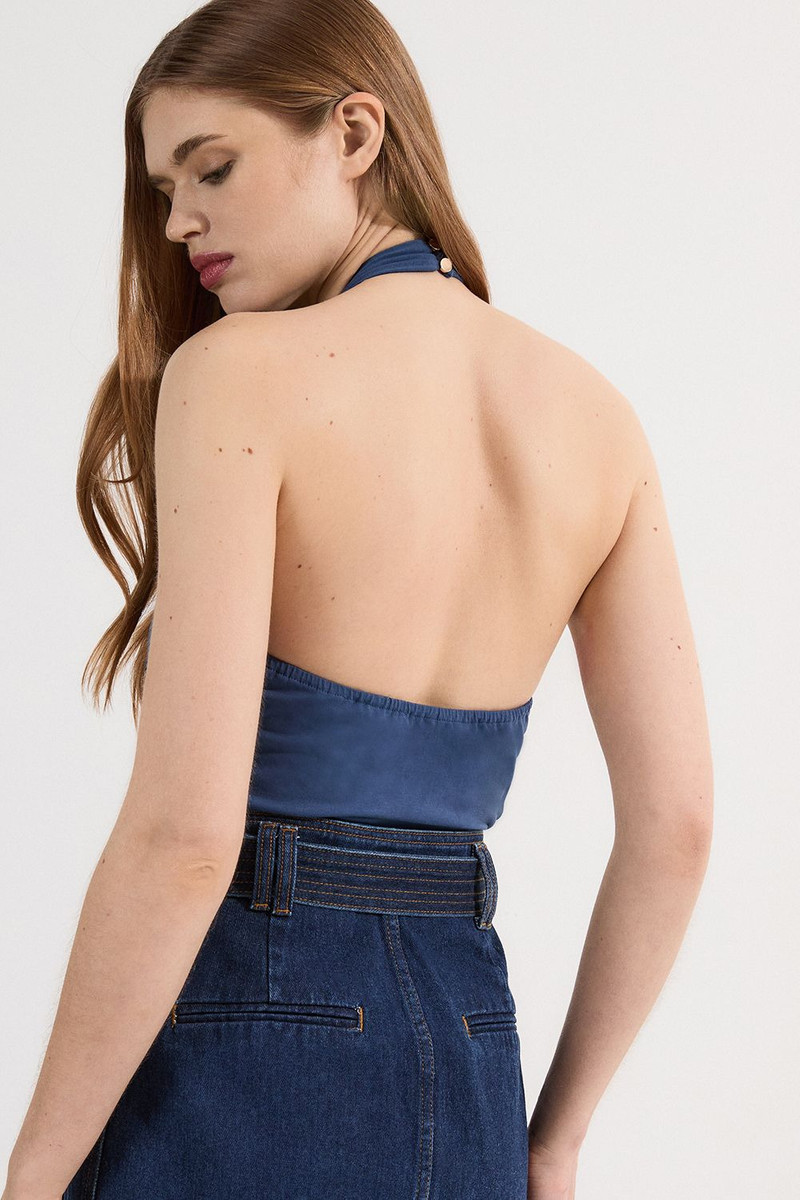 Stretch Cotton Jersey Halter Jersey Bodysuit 3