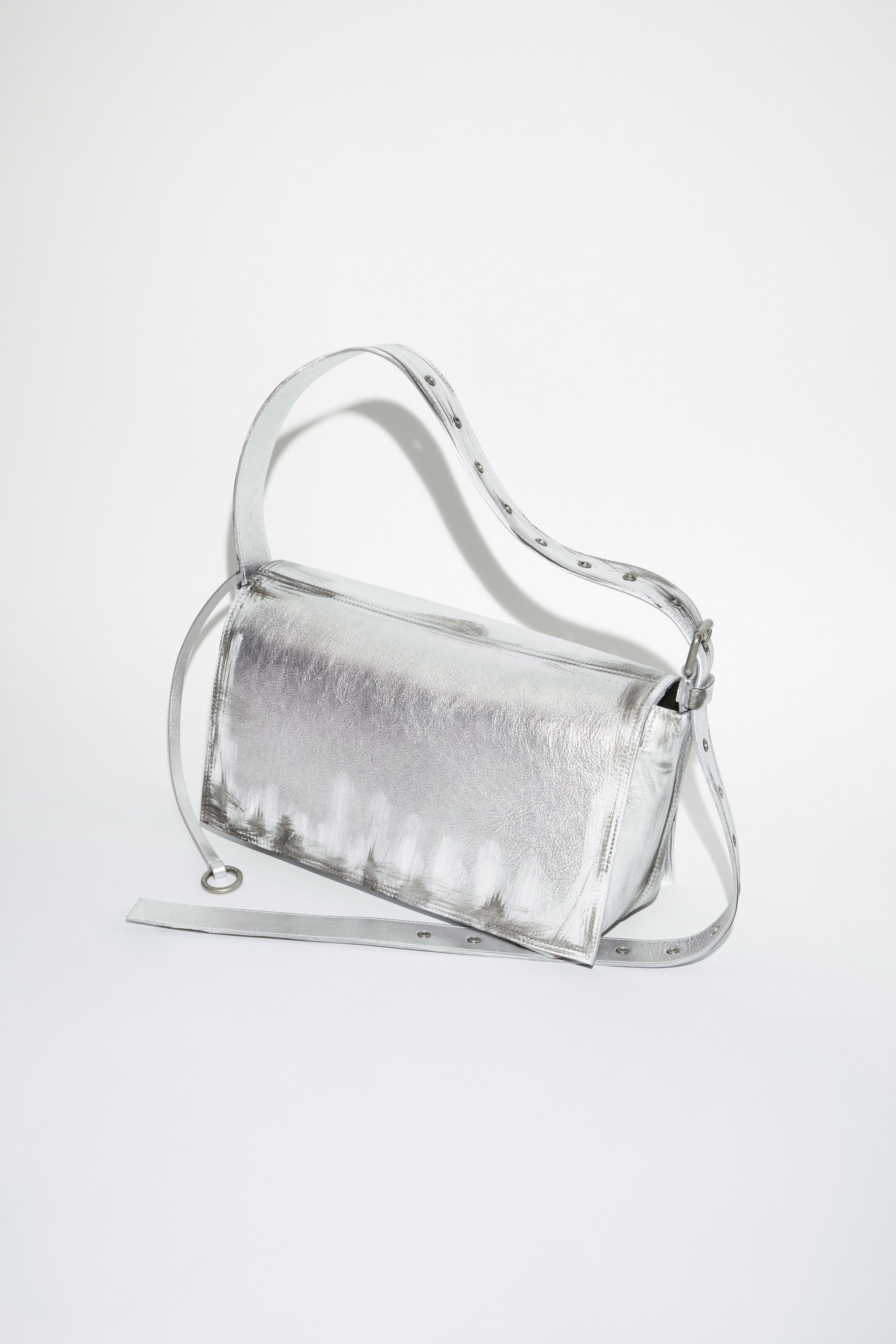 Leather shoulder bag - Silver - 4