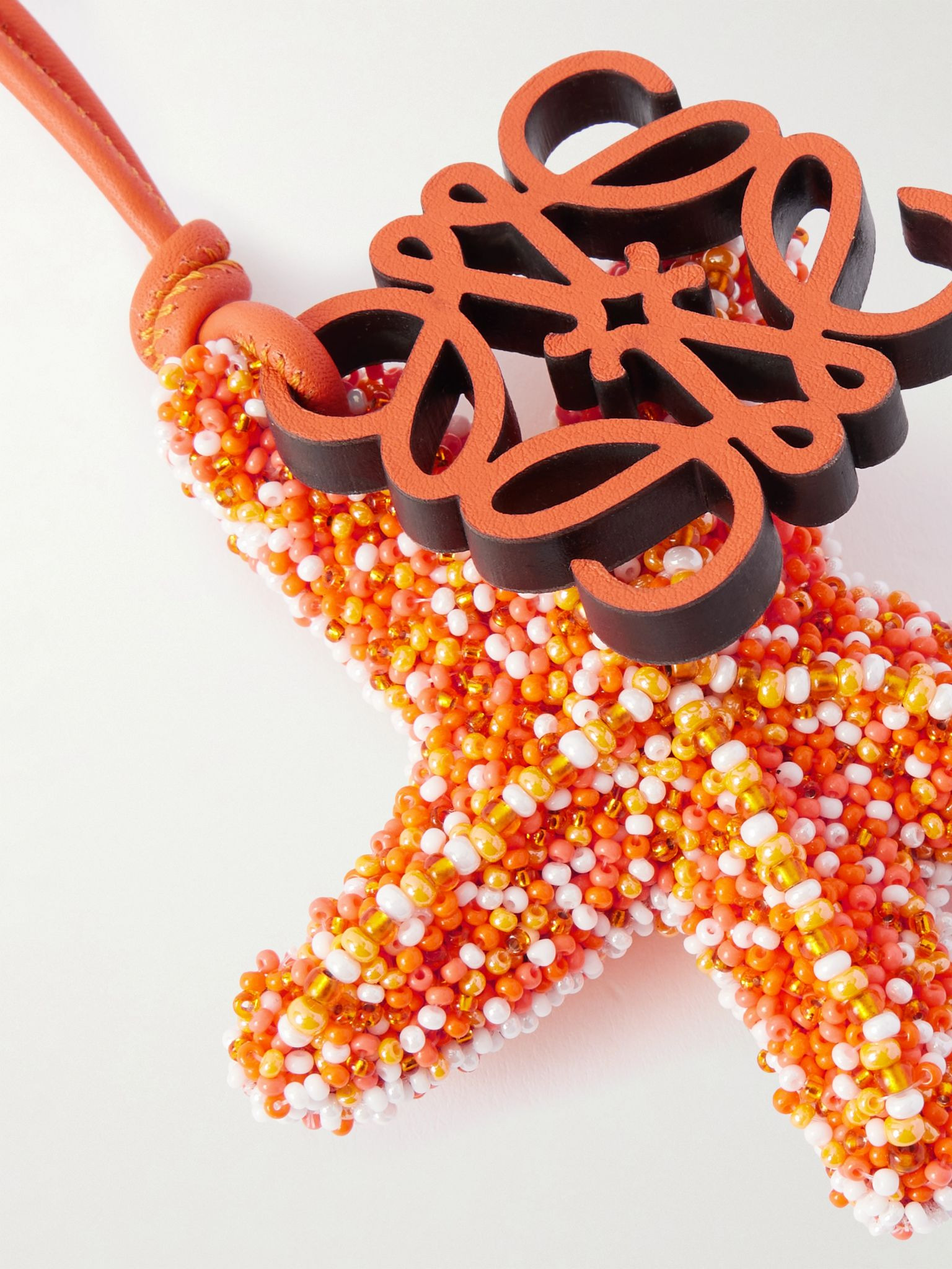 + Paula's Ibiza Star Anagram beaded leather bag charm Orange - 4