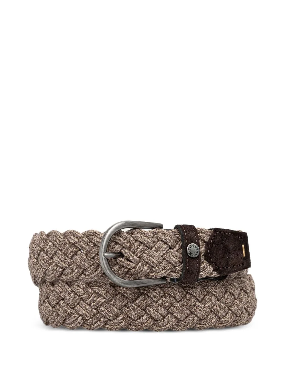 braided suede-trim belt - 1