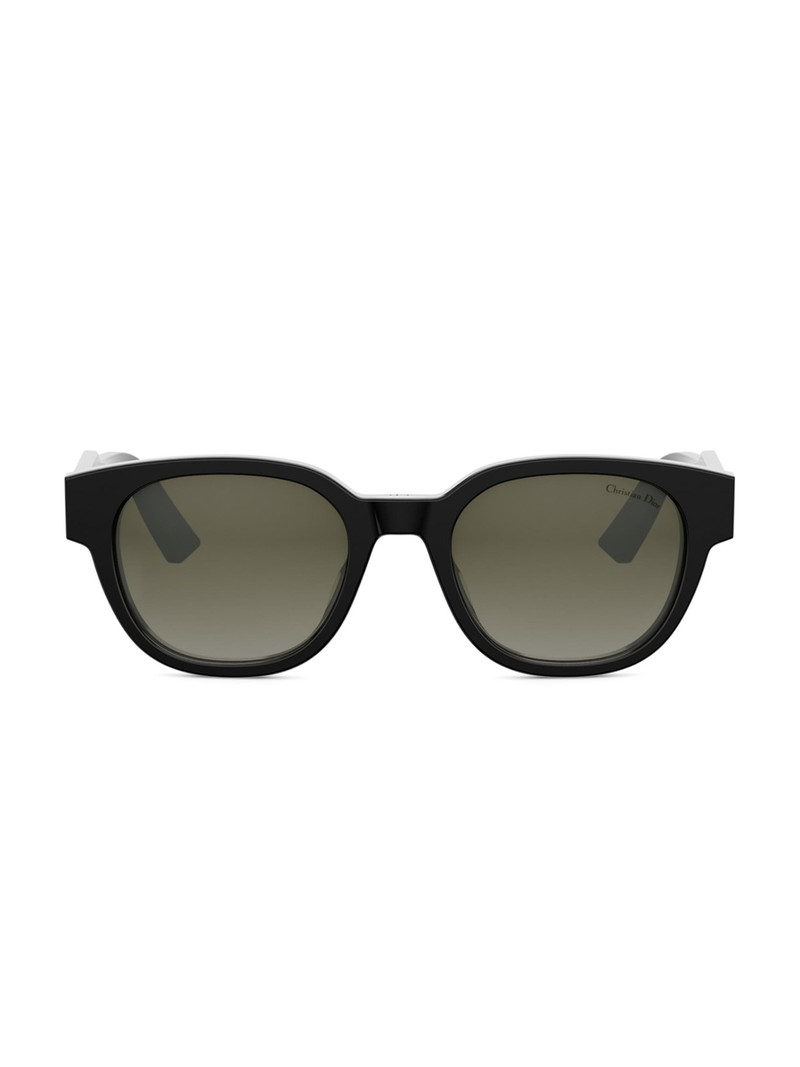 Men's Christian Dior Label 51MM Round Sunglasses - Black Green 1
