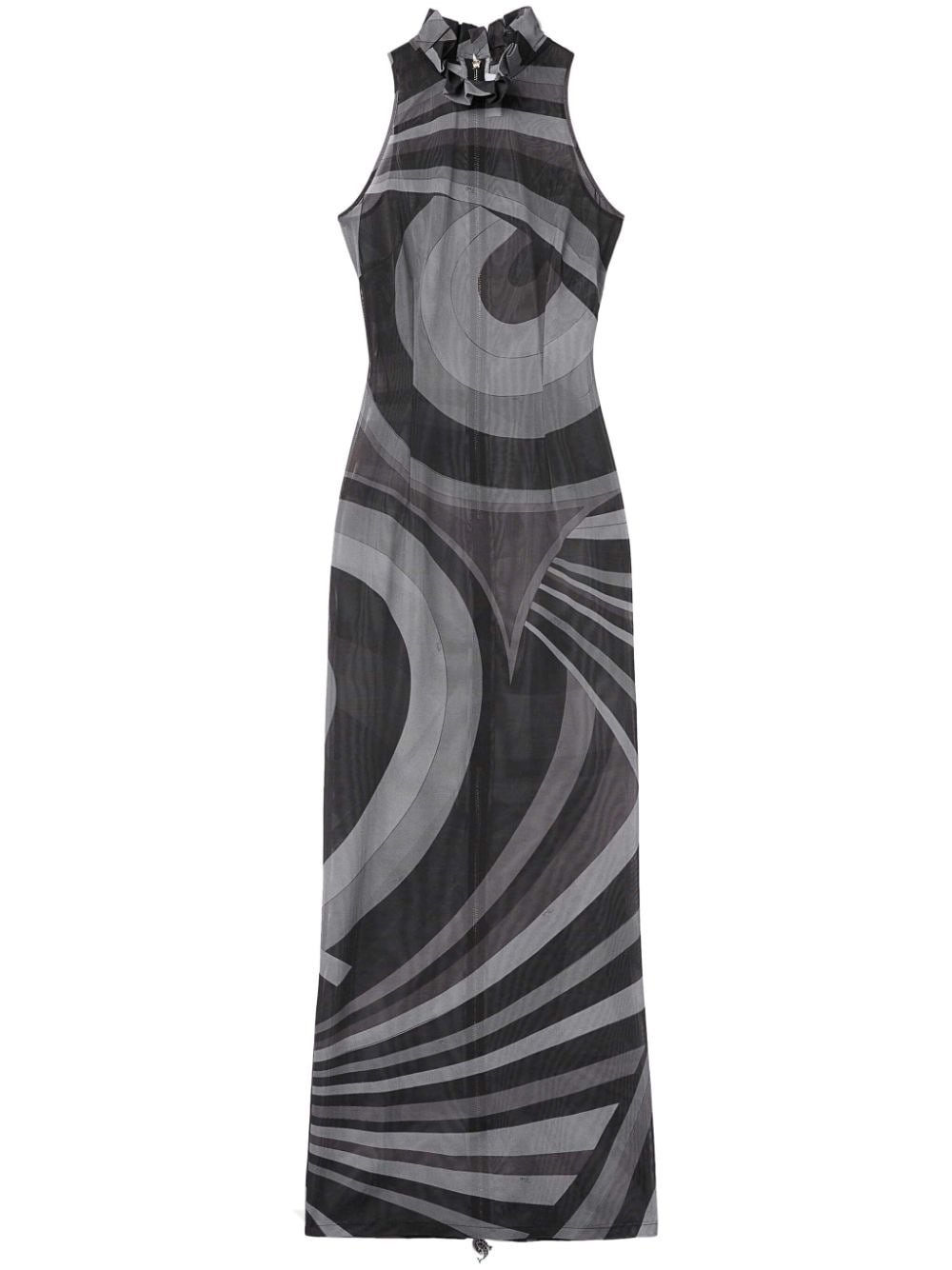 Onde-print semi-sheer dress - 1