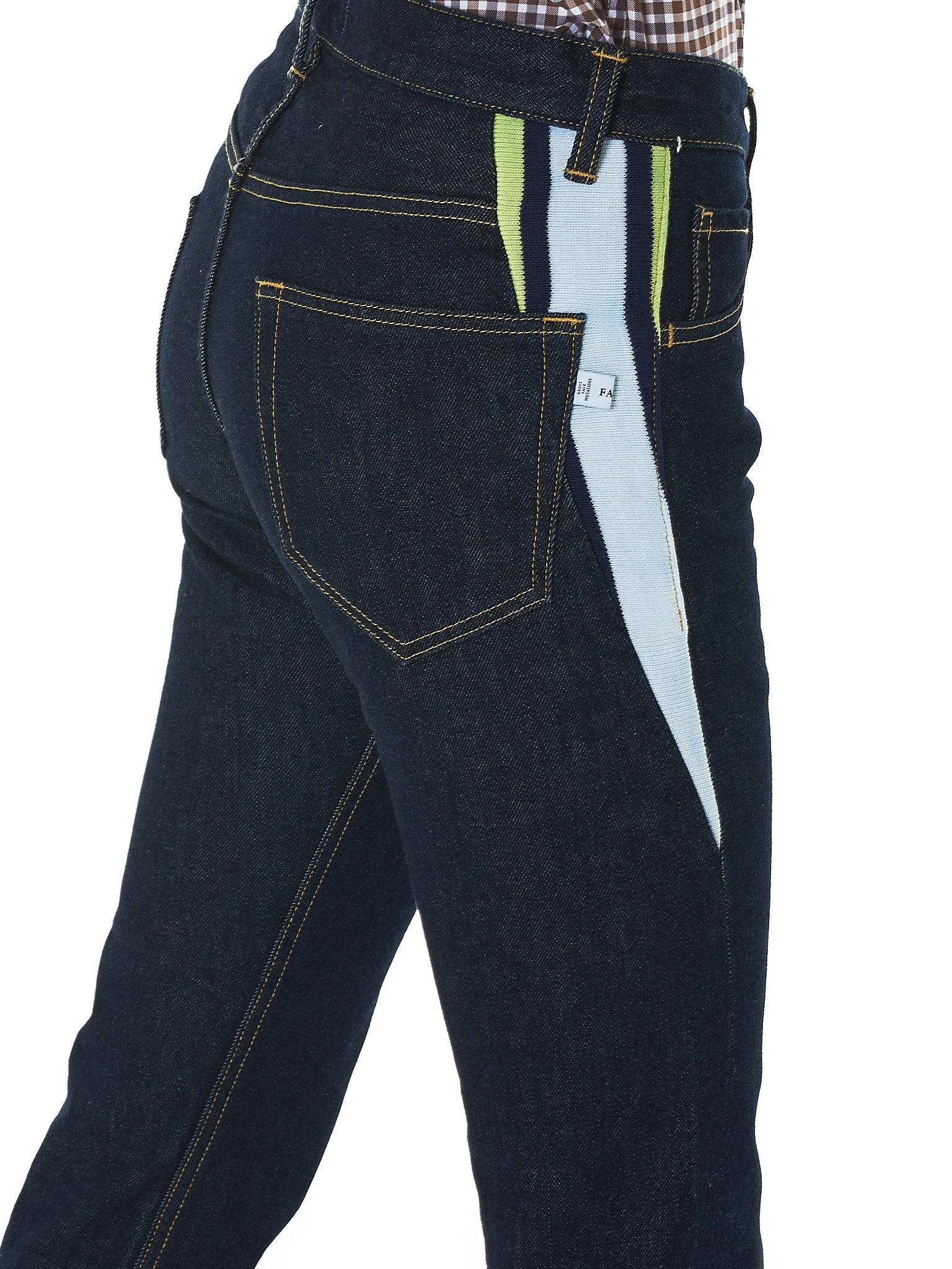 Ribbed Panel Denim Pants - 5