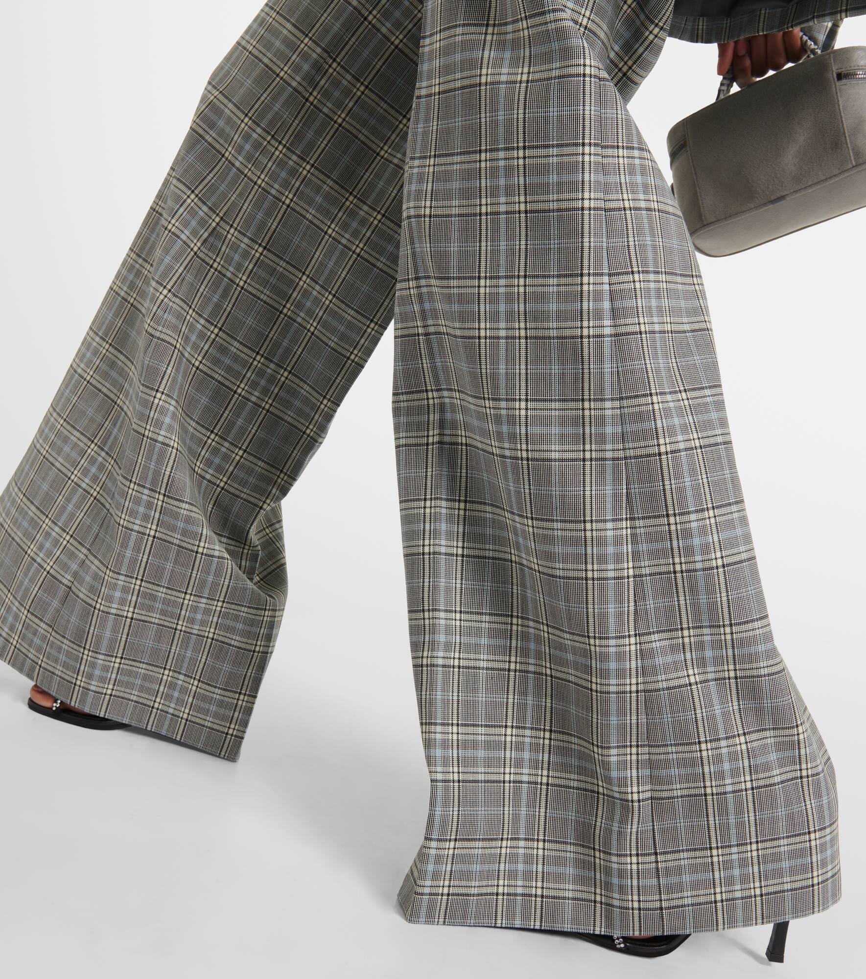 Checked wool flared pants - 5