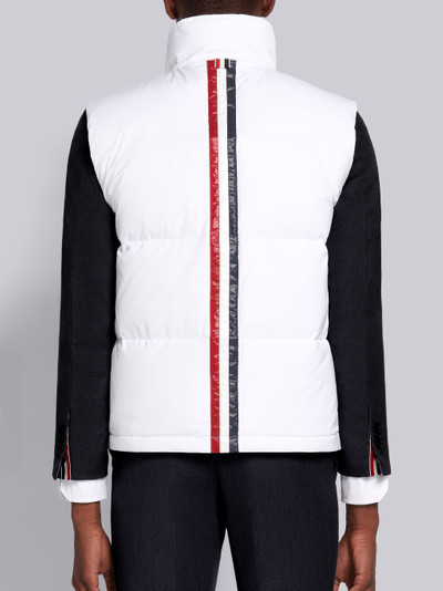 Thom Browne White Down Filled Poly Twill Center Back Stripe Double Zip Front Funnel Neck Vest outlook