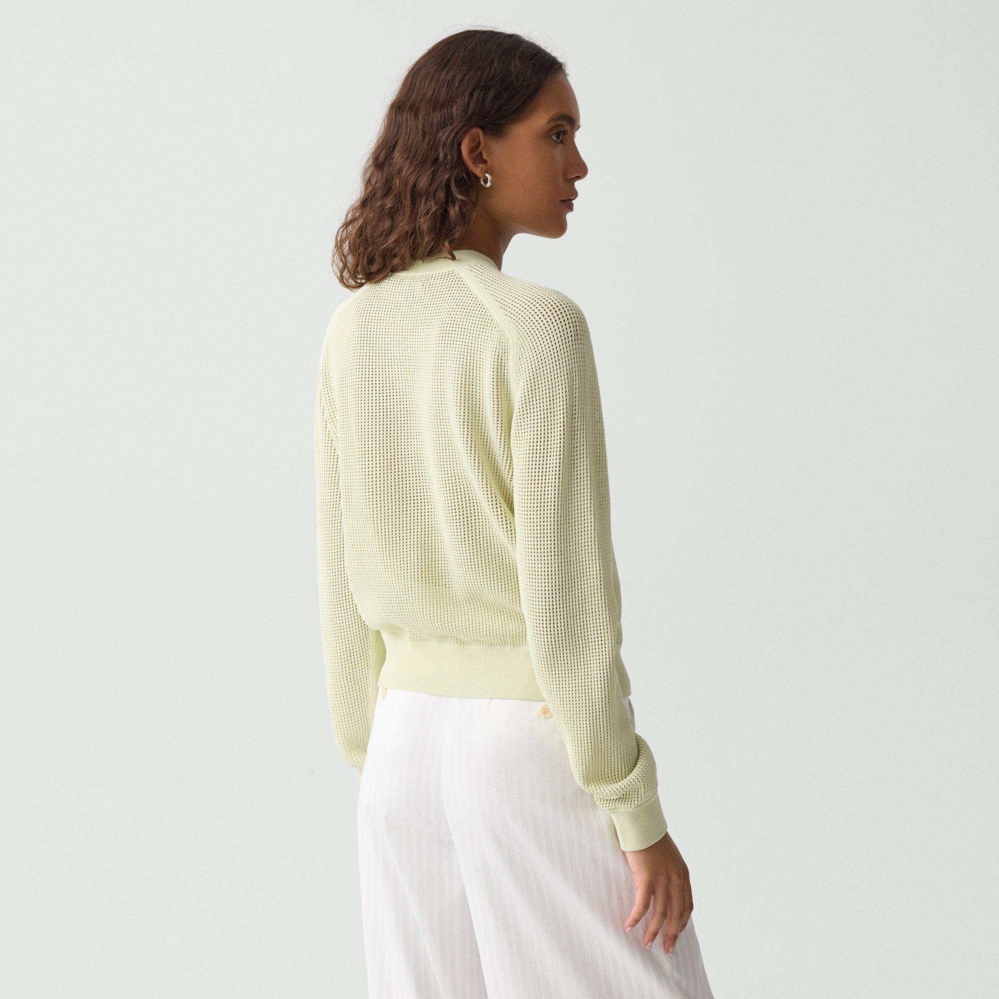 Pointelle Bomber Jacket in Crepe Knit - 3
