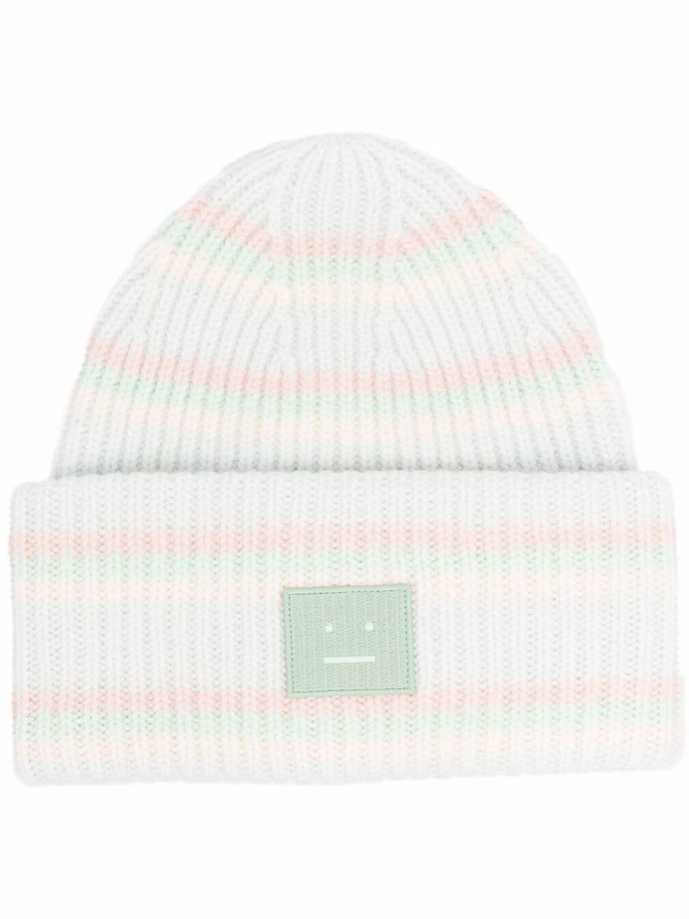 face-patch striped beanie - 1