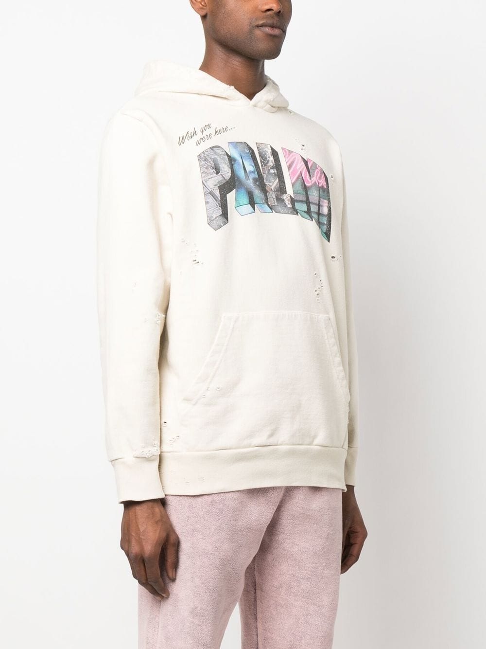 logo-print distressed hoodie - 3