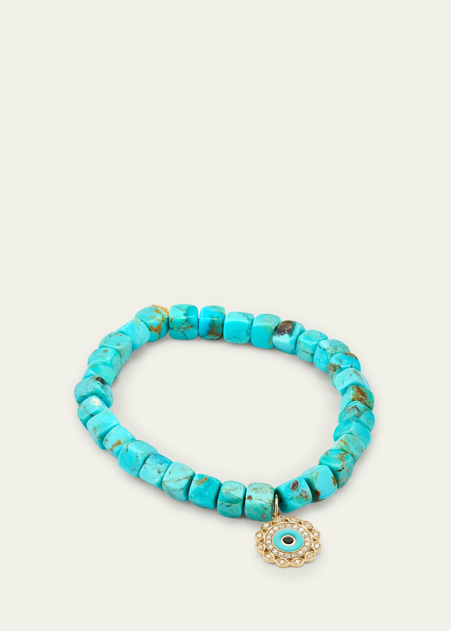 14K Gold and Diamond Marquise Eye Turquoise Bracelet - 4