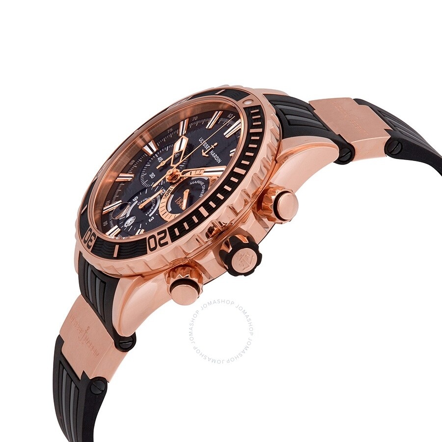 Ulysse Nardin Diver Black Dial Men's 18kt Rose Gold Automatic Watch 1502-151-3/92 - 2