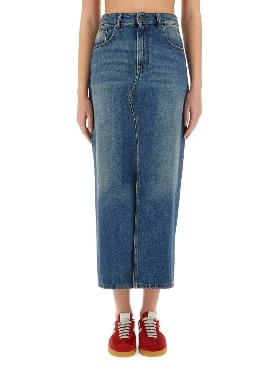 Msgm Long Denim Skirt - 1