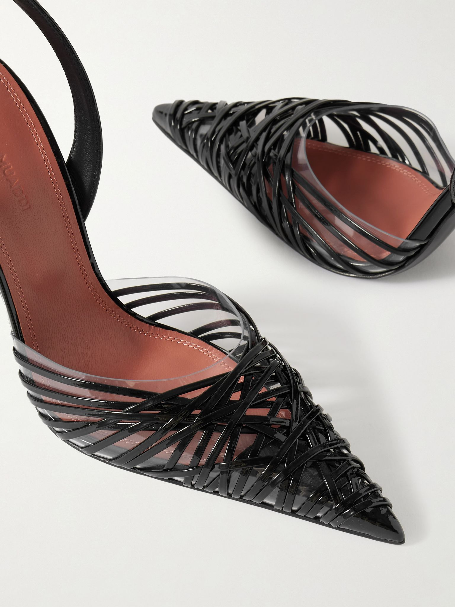 Lori Sling patent-leather and PVC slingback pumps Black - 4