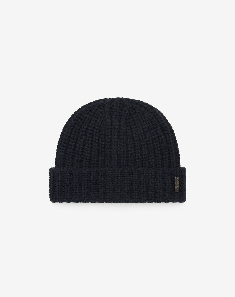 Blue merino wool and cashmere beanie 1