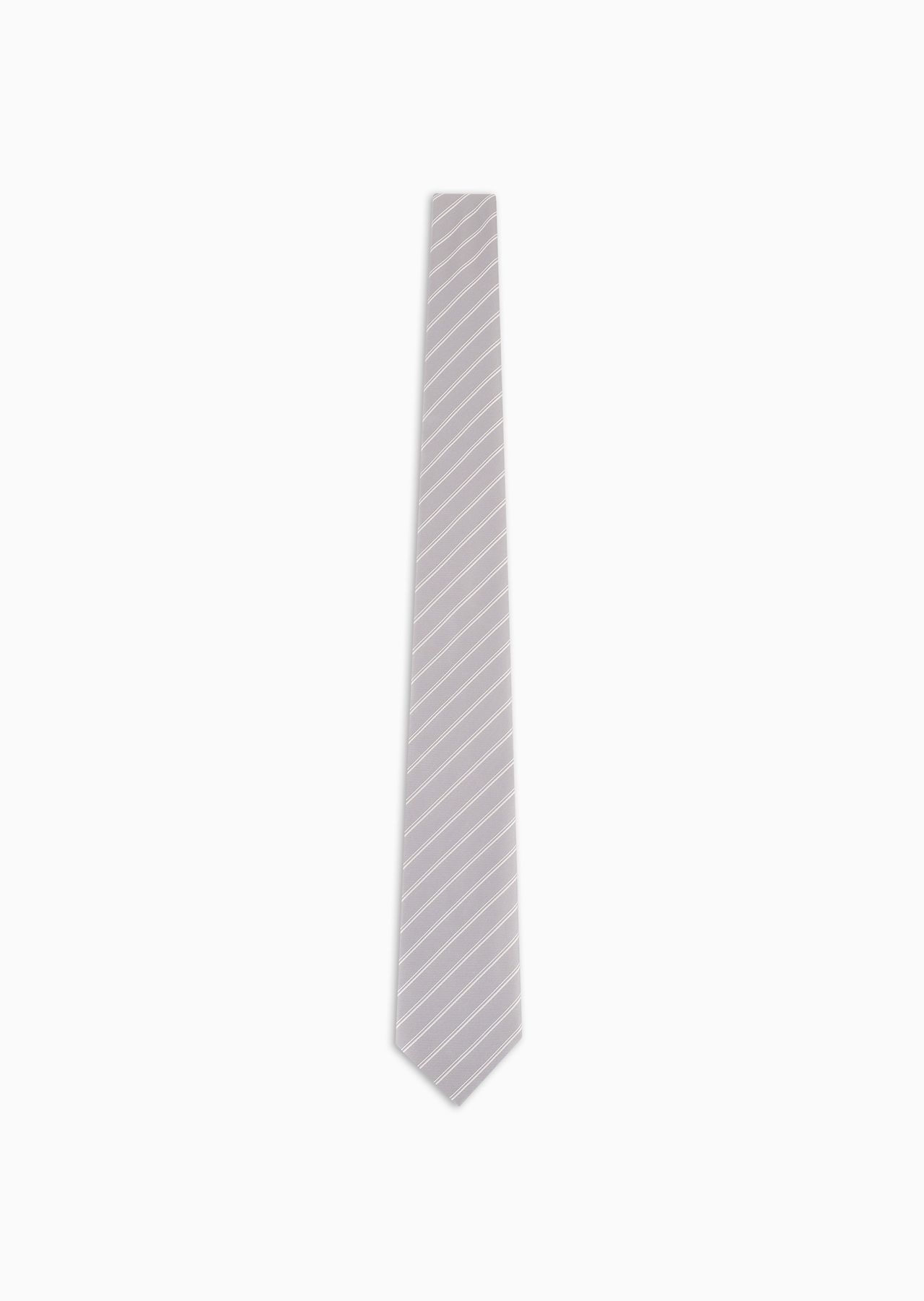 Pure silk tie with jacquard double stripes - 1