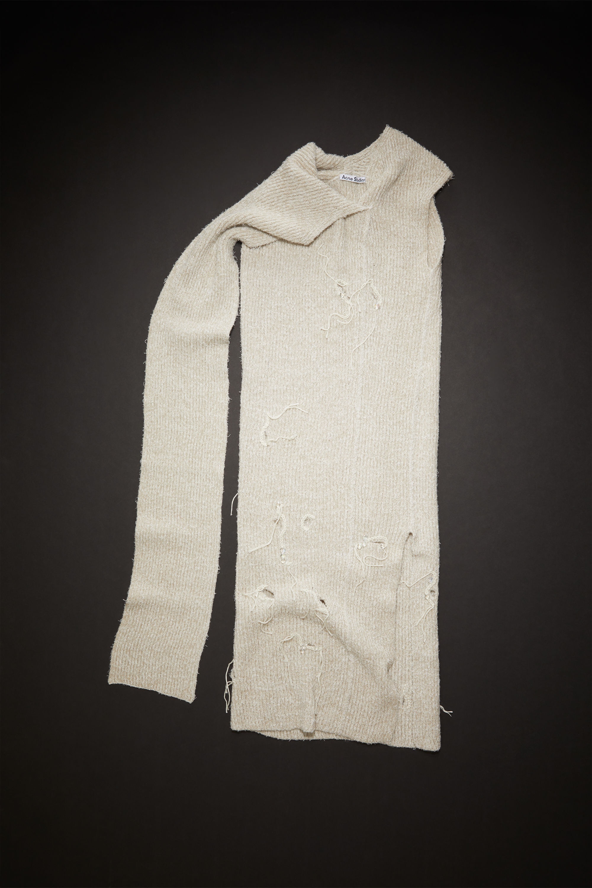 Distressed ribbed knit dress - Ecru/white - 7