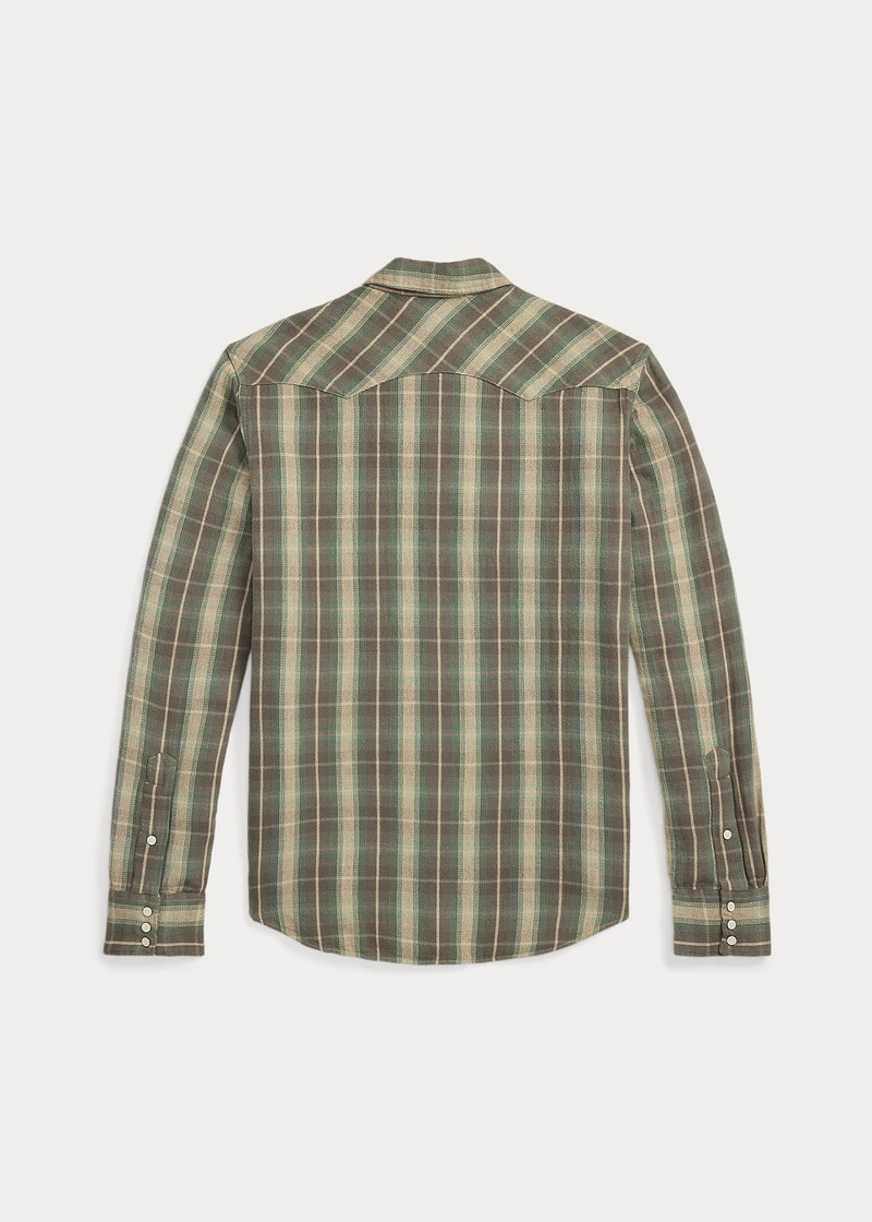 RRL by Ralph Lauren Slim Fit Plaid Twill Western Shirt outlook