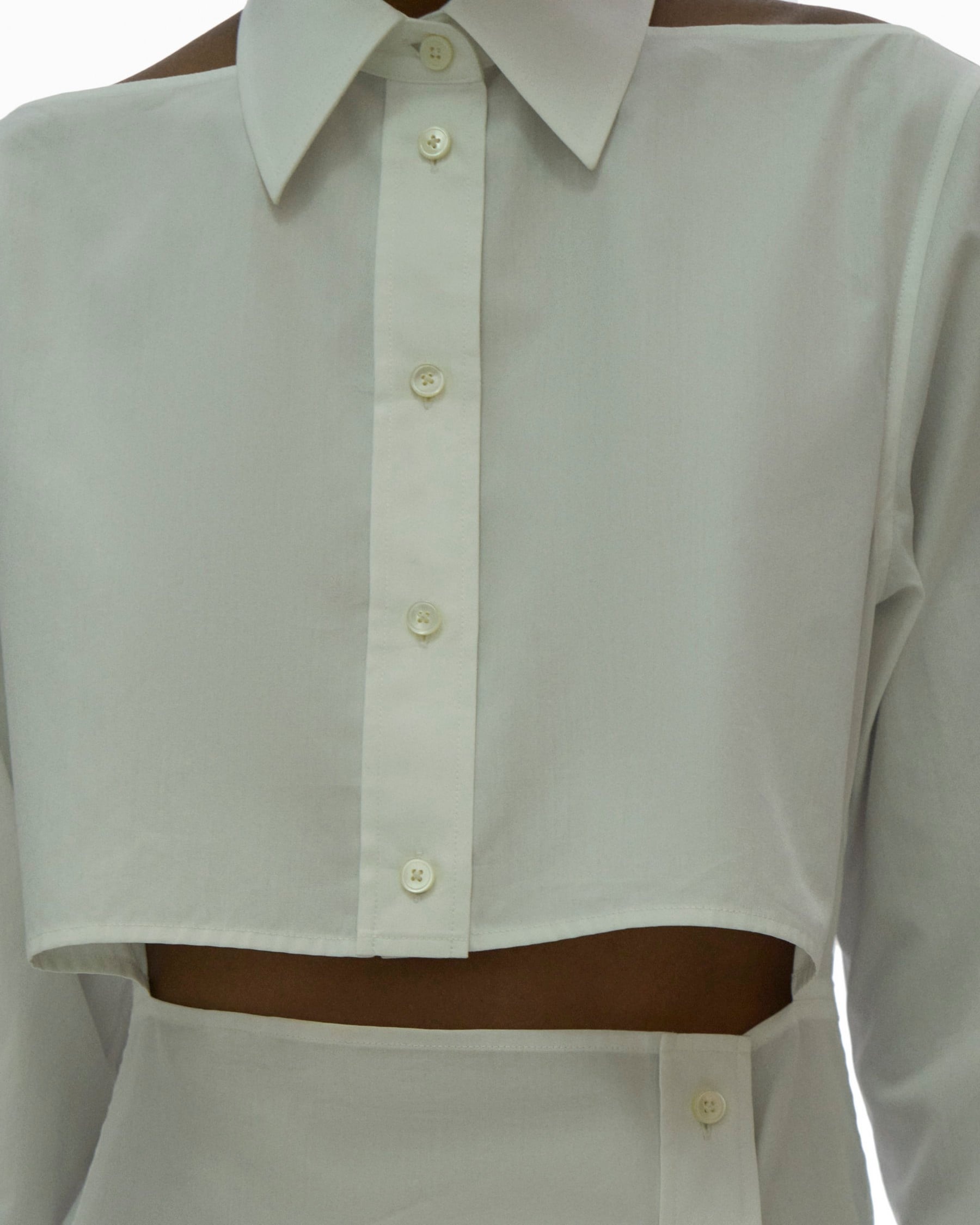 CUT-OUT POPLIN SHIRT DRESS - 6