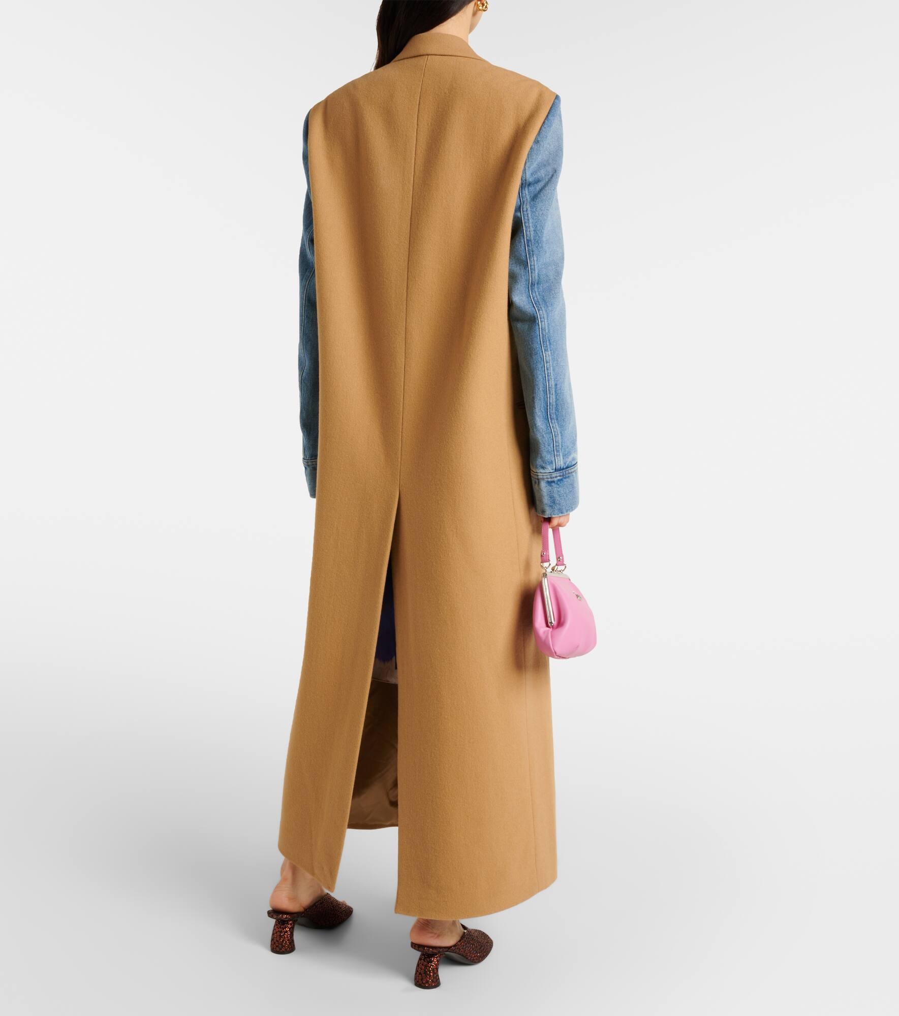 Colorblocked denim and gabardine coat - 3