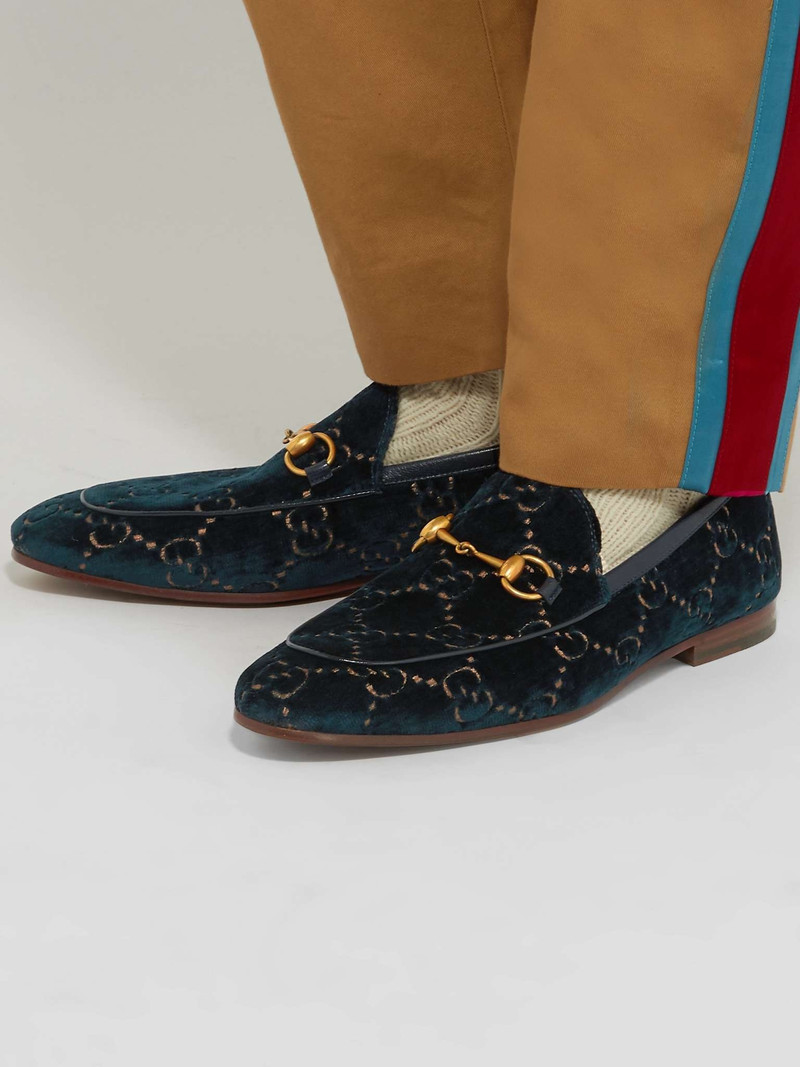 Jordaan Horsebit Leather-Trimmed Logo-Embroidered Velvet Loafers 3
