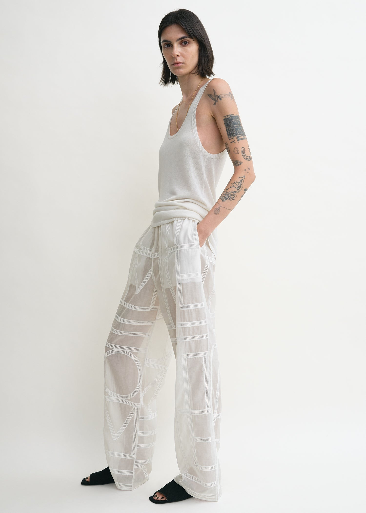 Monogram crochet pj bottoms white - 2