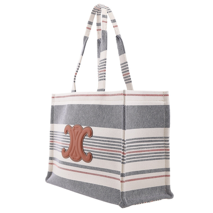 Celine Large Cabas Thais In Striped Textile And Calfskin - 3