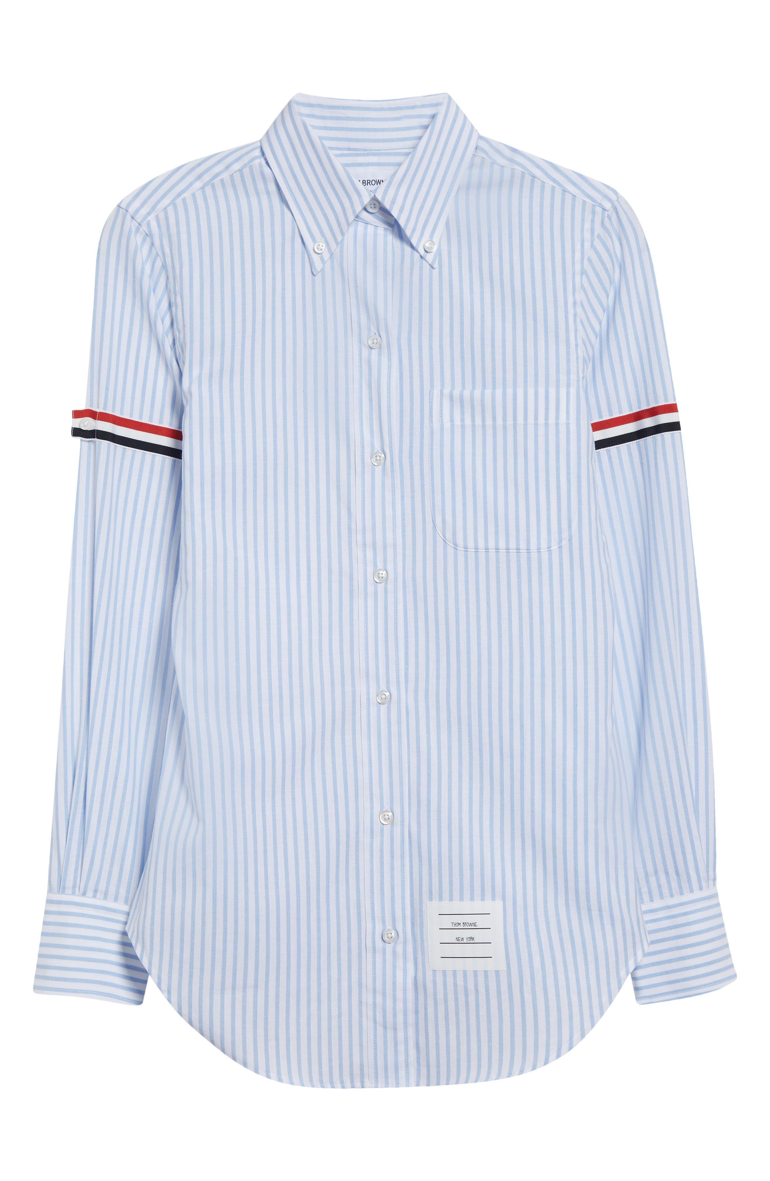 Thom Browne Classic Stripe Cotton Poplin Button-Down Shirt in Light Blue at Nordstrom - 6