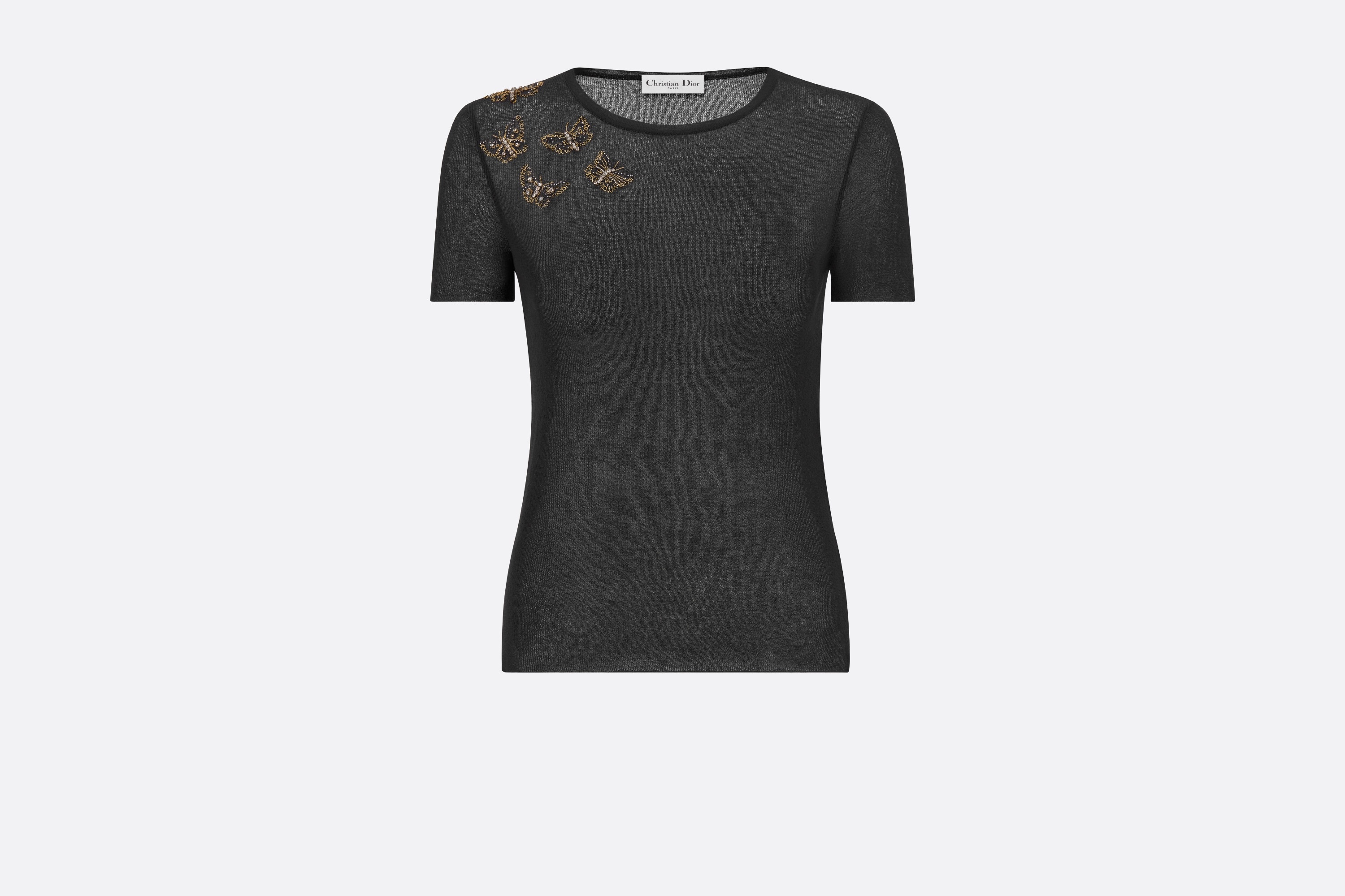 Short-Sleeved Embroidered Sweater - 1