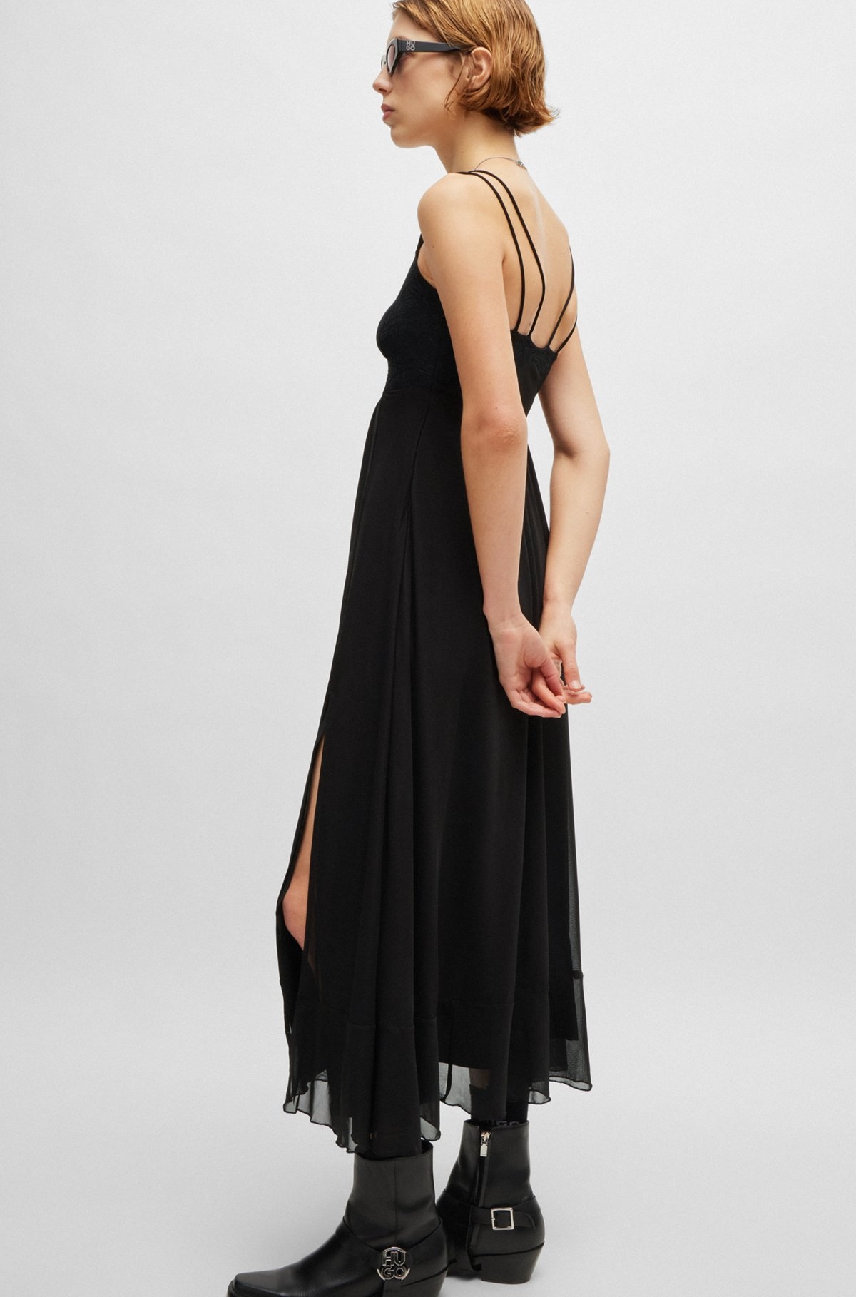 LACE-DETAIL DRESS WITH SPAGHETTI STRAPS - 6