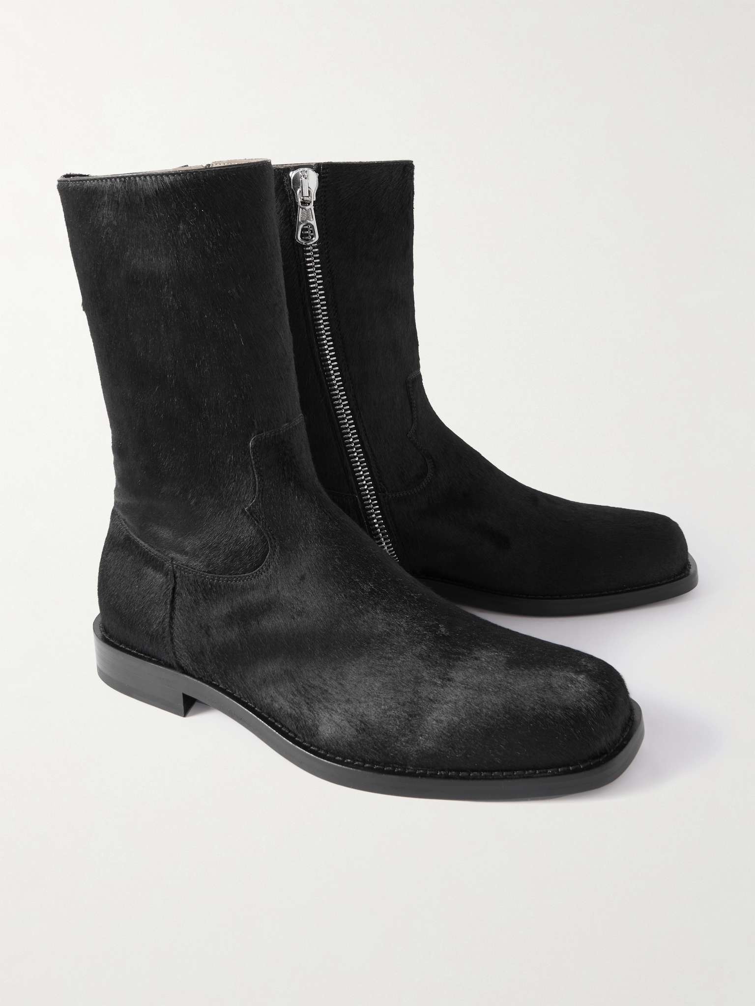 Calf Hair Biker Boots - 4