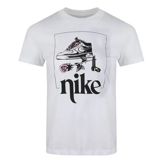 (WMNS) Nike Sportswear 인쇄 짧은 소매 'White Black' CT8925-100 - 1