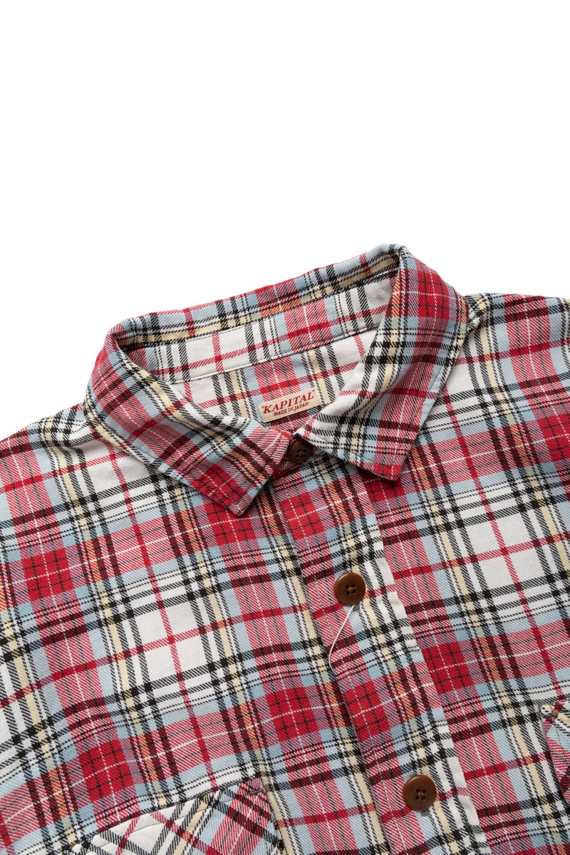Kapital Columbia Check Shirt Anorak - Red outlook