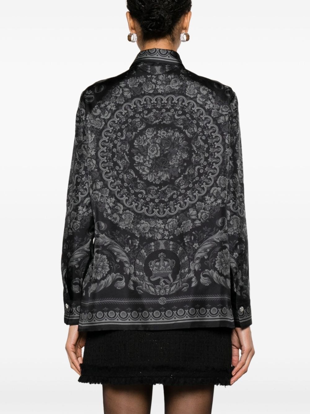 Barocco-print silk-twill shirt - 4