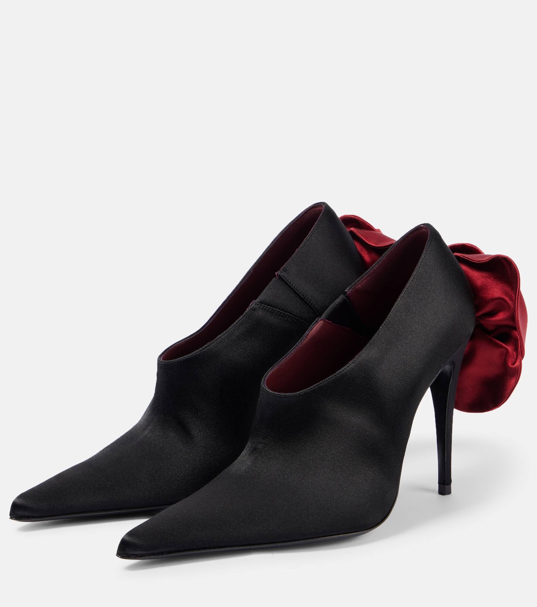 Floral-appliqué satin pumps - 4