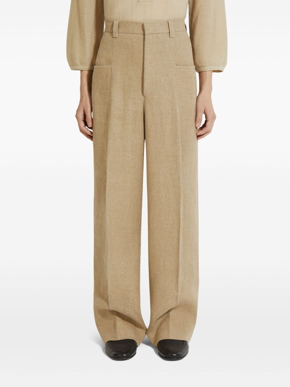 mélange linen trousers - 3