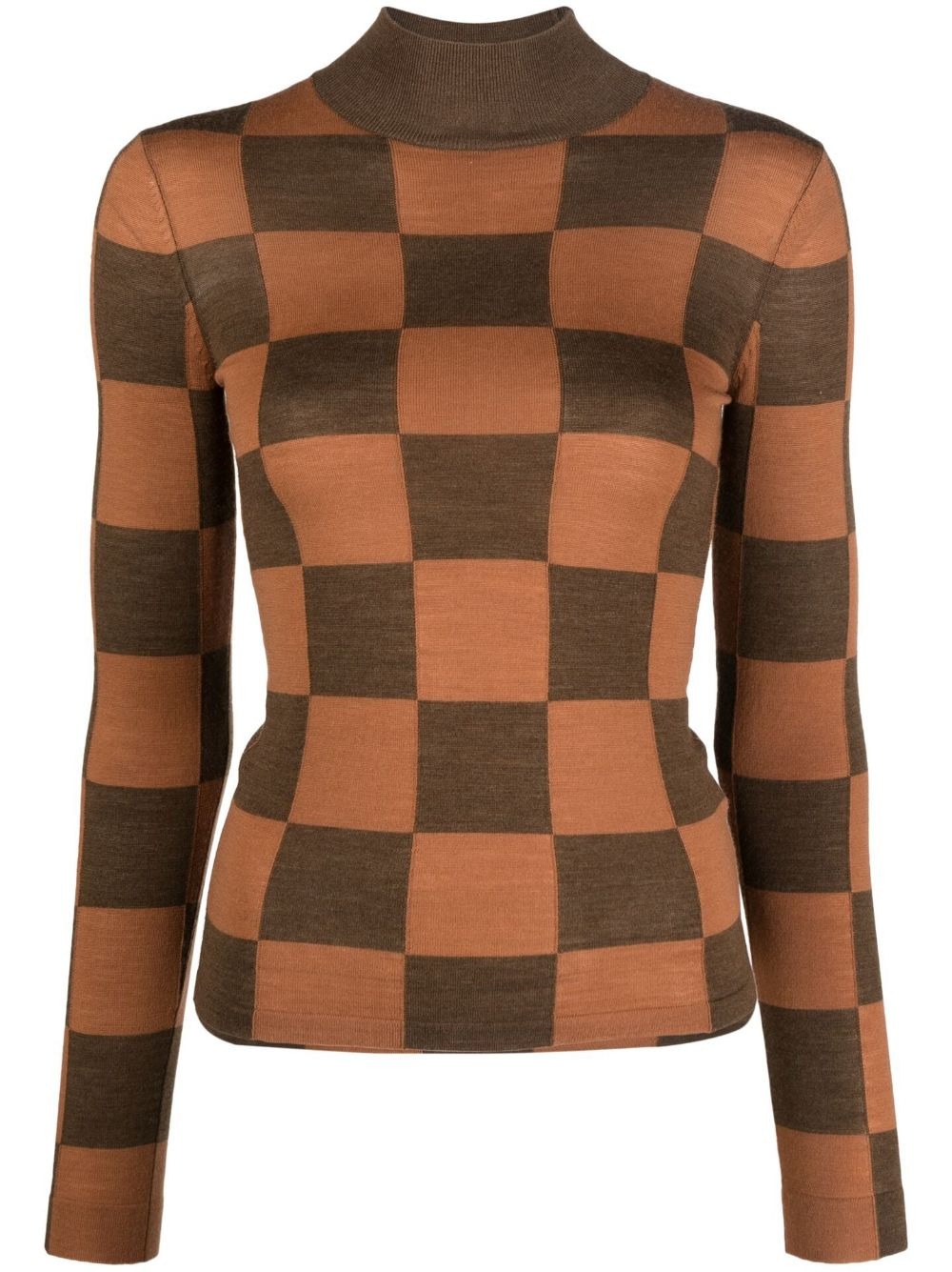 checkerboard-pattern polo shirt - 1