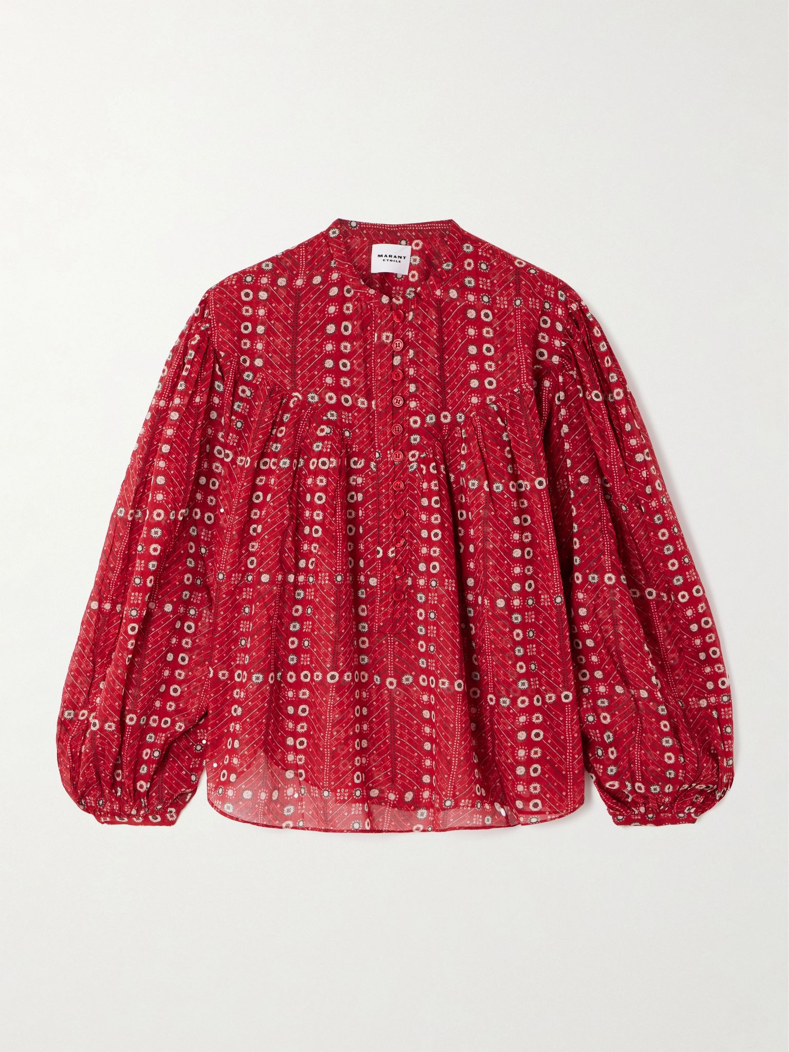 Salika printed cotton-voile blouse Red - 1