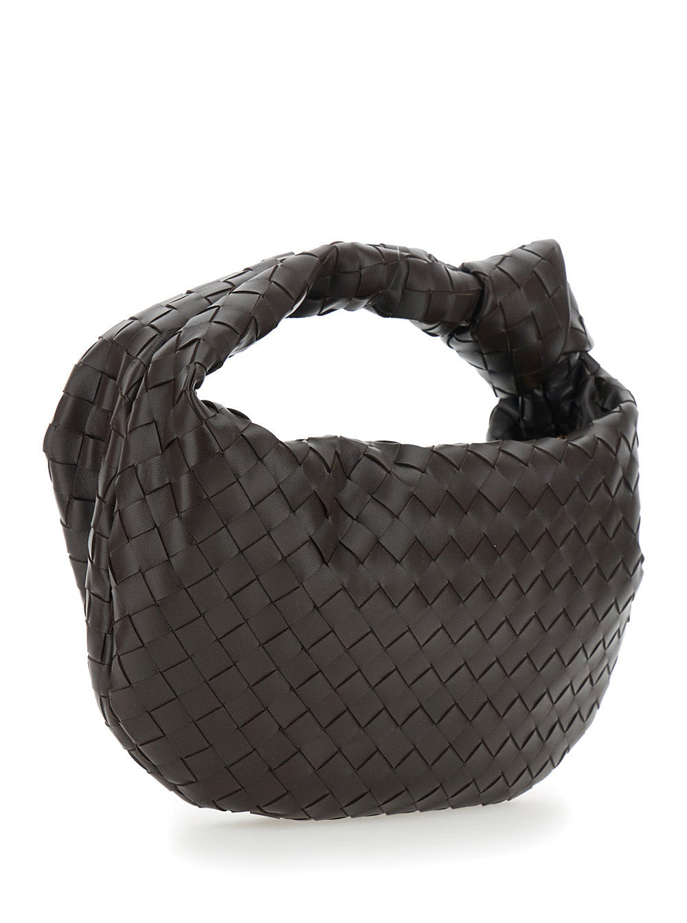 Bottega Veneta Women 'Jodie' Brown Small Shoulder Bag With Knot Detail And Intrecciato Motif In Leat - 3