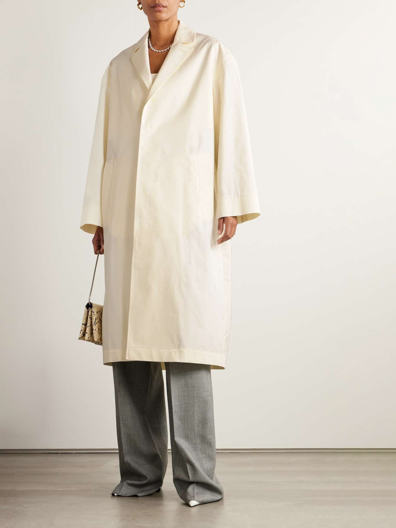 Cotton-gabardine coat Off-white - 3
