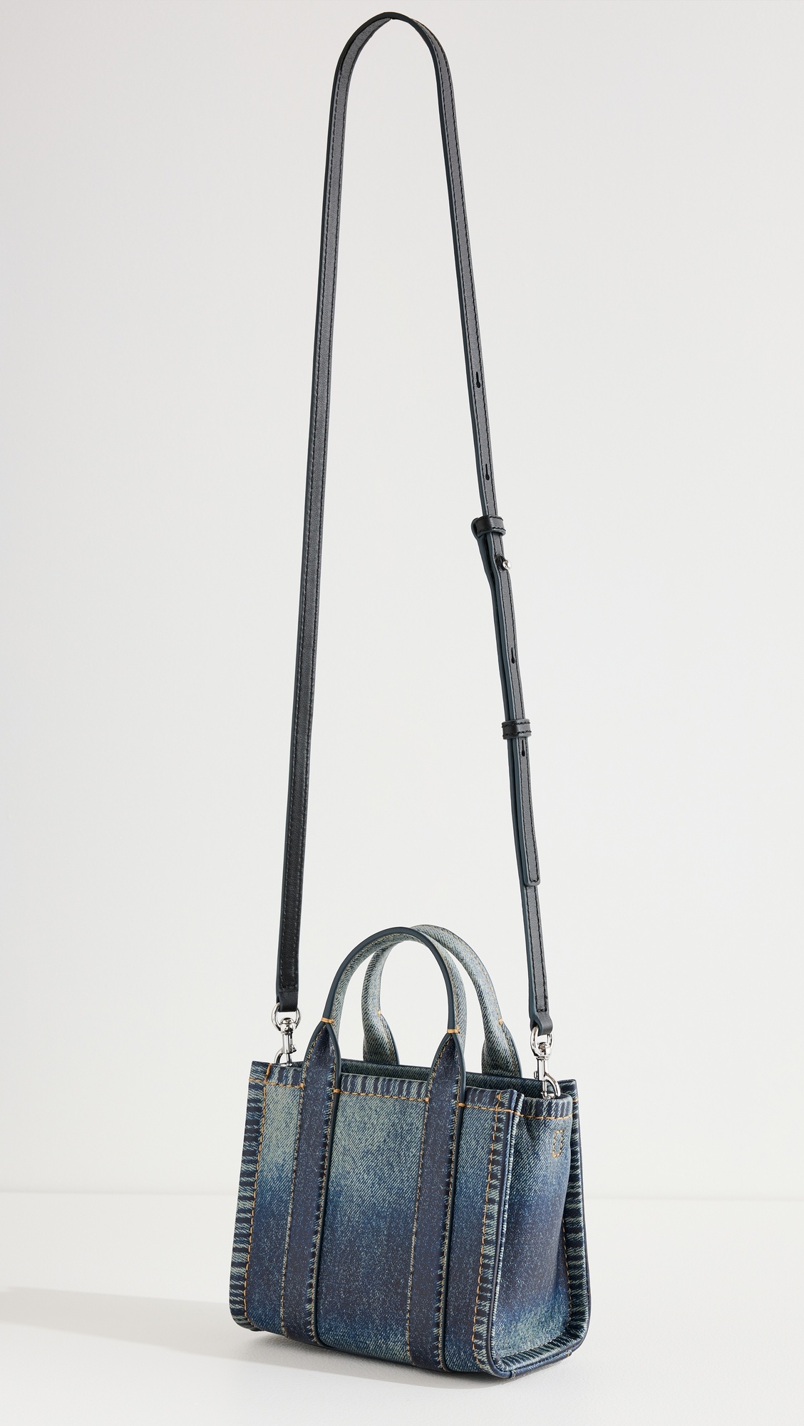 The Denim Printed Leather Crossbody Tote Bag - 3