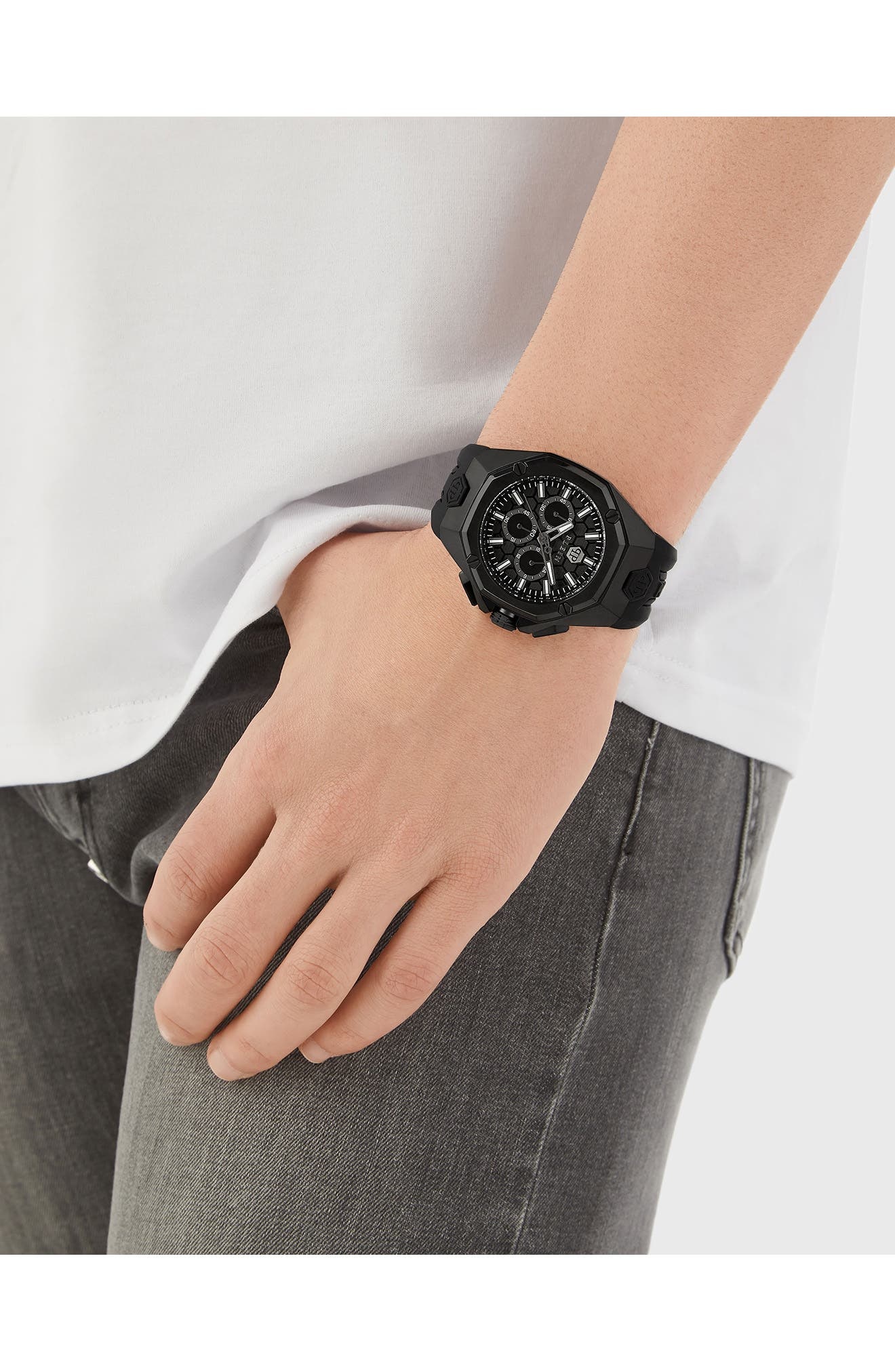 Octagon Silicone Strap Chronograph Watch, 44mm - 2