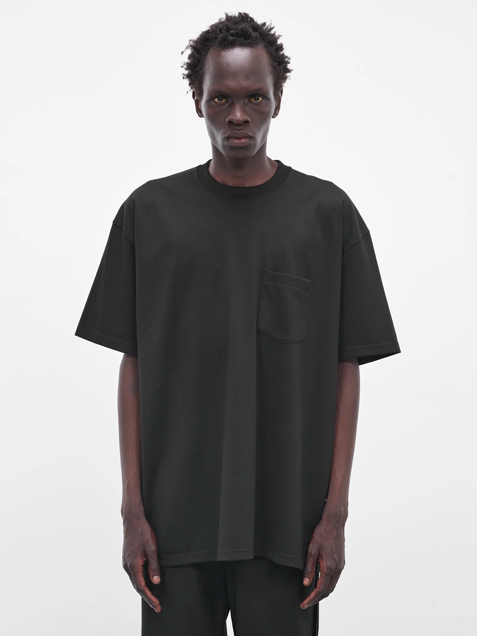 Black Oversized Cotton Pocket Tee - 1