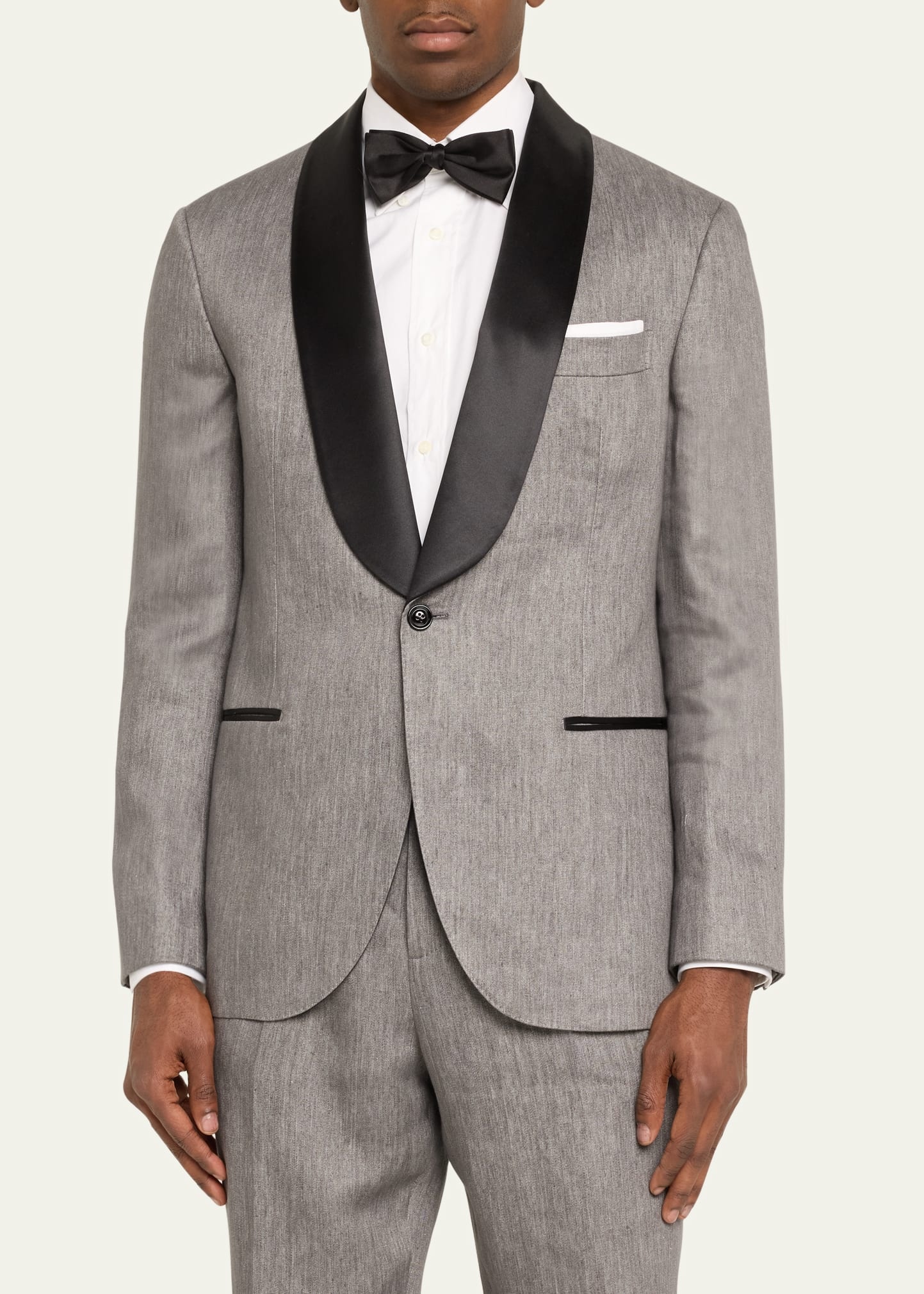 Men's Linen-Blend Shawl Tuxedo - 4