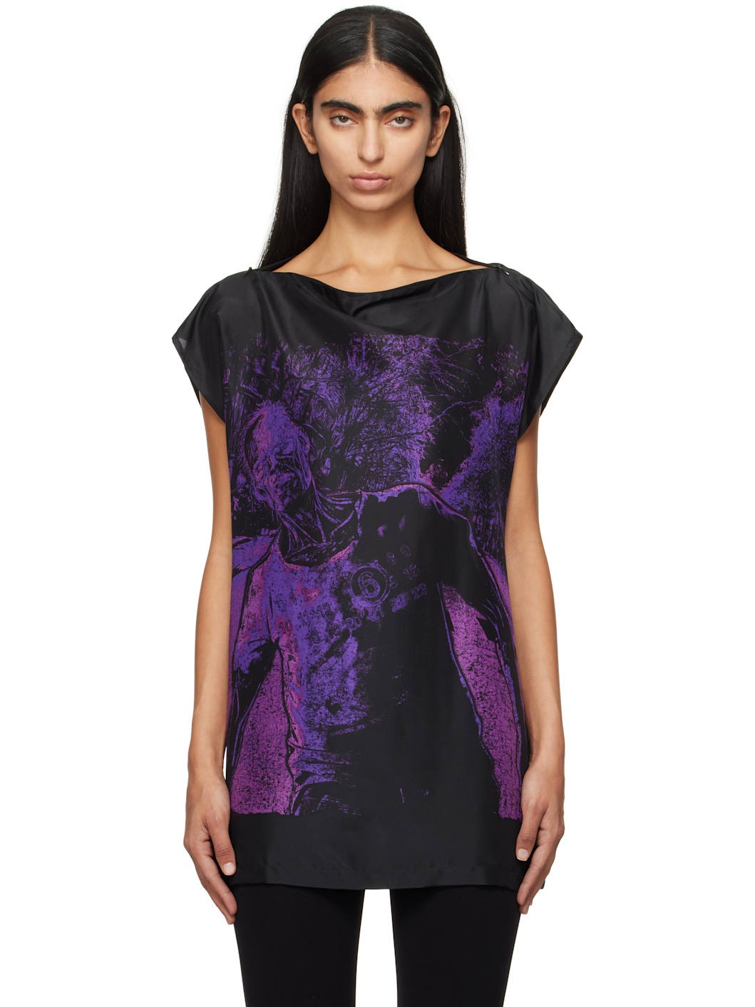 Black Printed Blouse - 1