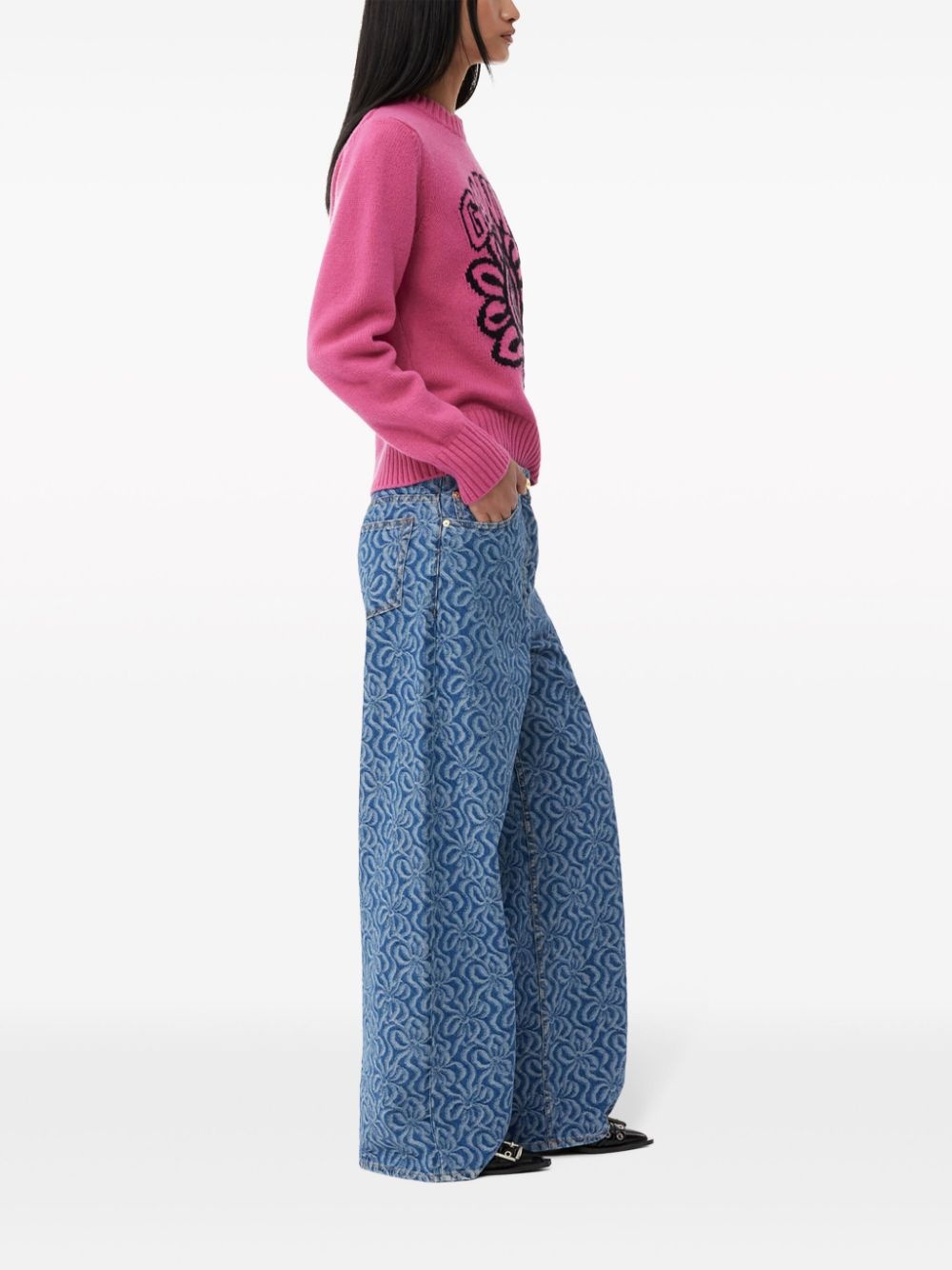 floral-motif crew-neck jumper - 3
